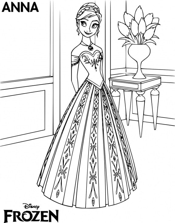 Coloriage gratuit Princesse Anna #181960 de la collection Personnages de dessins animés à imprimer
