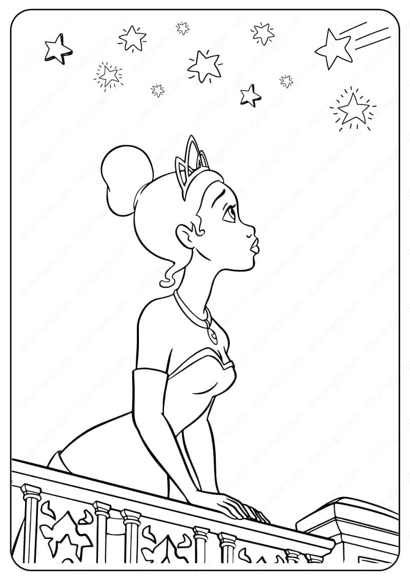 Dessin à colorier: Princesse Tiana (Personnages de dessins animés) #181971 - Coloriages à Imprimer Gratuits