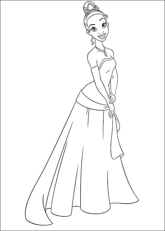 Joli coloriage Princesse Tiana #181988 de la collection Personnages de dessins animés, prêt à imprimer pour petits et grands