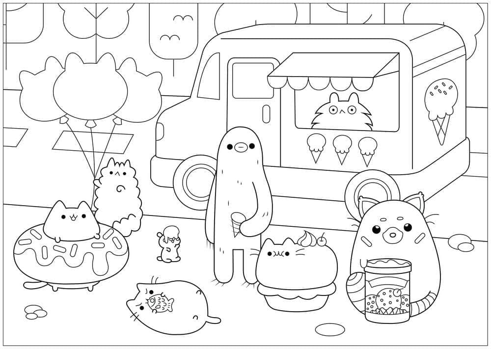 Coloriage gratuit pour enfants et adultes Pusheen #188458, collection Personnages de dessins animés