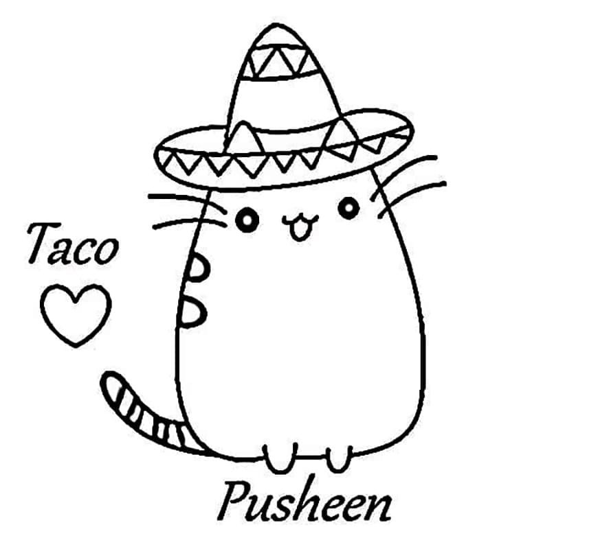 Illustration au trait Pusheen #188460 de la collection Personnages de dessins animés à colorier gratuitement