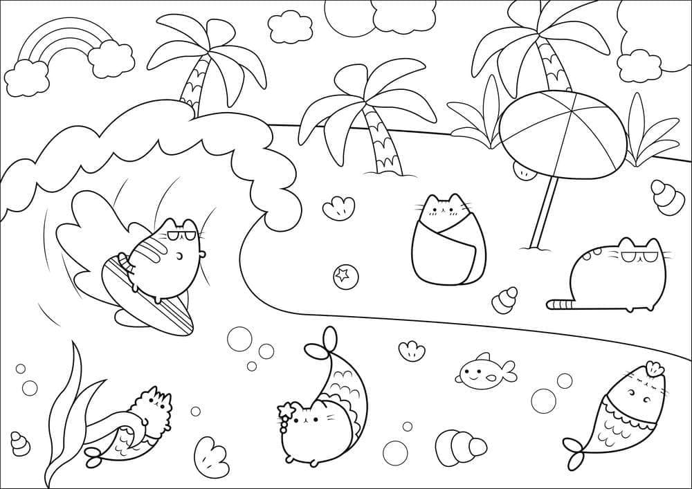 Coloriage imprimable Pusheen #188476 de la collection Personnages de dessins animés à colorier aux crayons