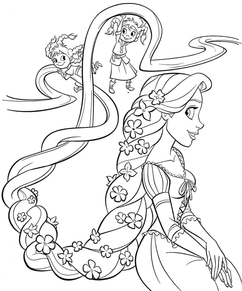 Coloriage imprimable Raiponce #177898 de la collection Personnages de dessins animés à colorier aux crayons