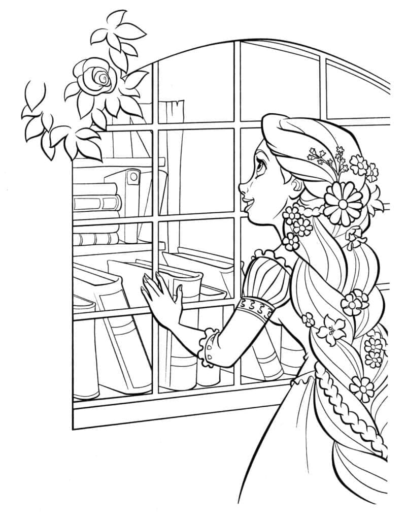 Coloriage imprimable Raiponce #177901 de la collection Personnages de dessins animés à colorier aux crayons