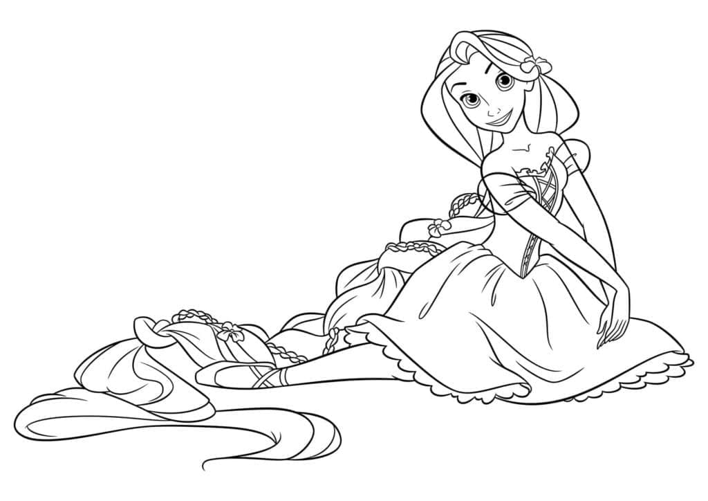 Coloriage imprimable Raiponce #177915 de la collection Personnages de dessins animés à colorier aux crayons