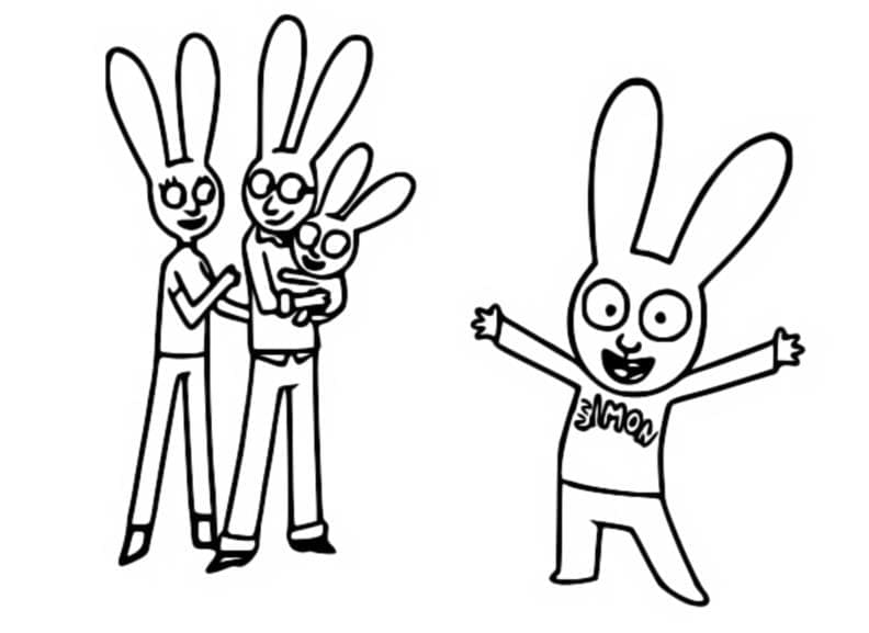 Dessin à colorier: Simon Lapin (Personnages de dessins animés) #192948 - Coloriages à Imprimer Gratuits