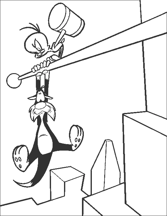 Coloriage Titi et Grosminet #29216 à imprimer gratuitement, extrait de la collection Personnages de dessins animés