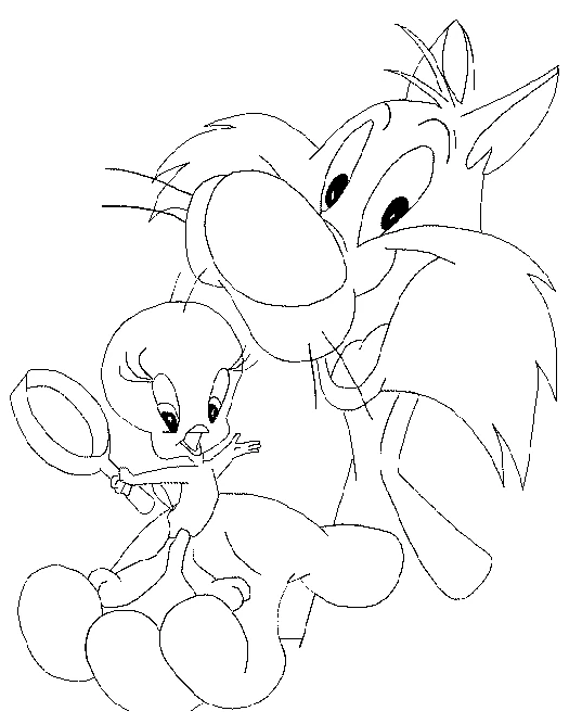 Illustration au trait Titi et Grosminet #29234 de la collection Personnages de dessins animés à colorier gratuitement