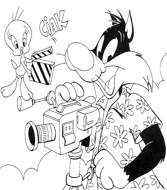 Coloriage à imprimer Titi et Grosminet #29253 de la série Personnages de dessins animés, gratuit pour enfants et adultes