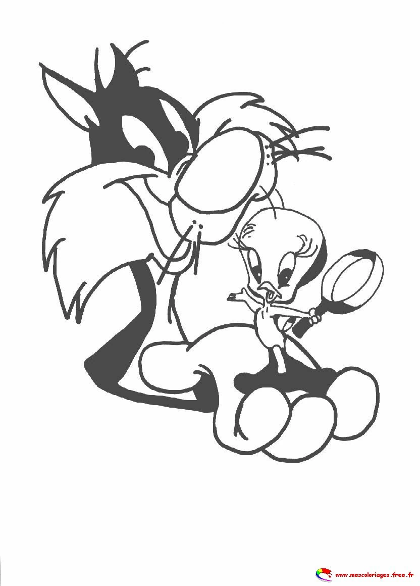 Dessin à colorier Titi et Grosminet #29275 issu de la collection Personnages de dessins animés, prêt à imprimer