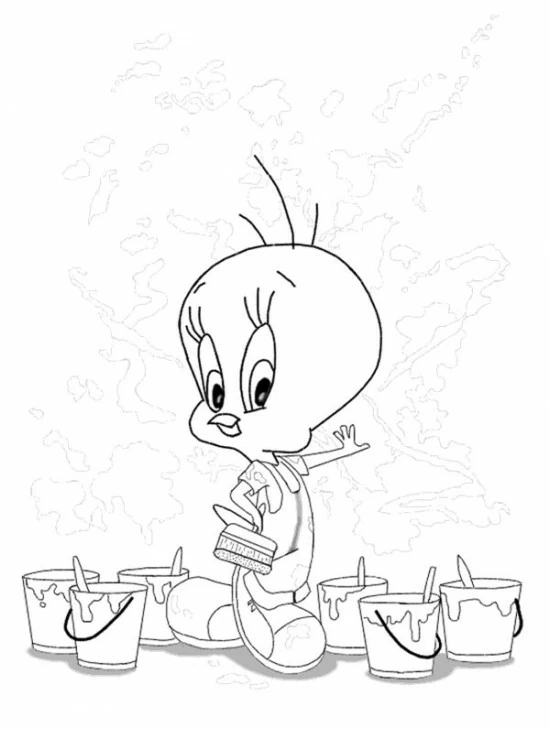 Illustration au trait Titi et Grosminet #29306 de la collection Personnages de dessins animés à colorier gratuitement