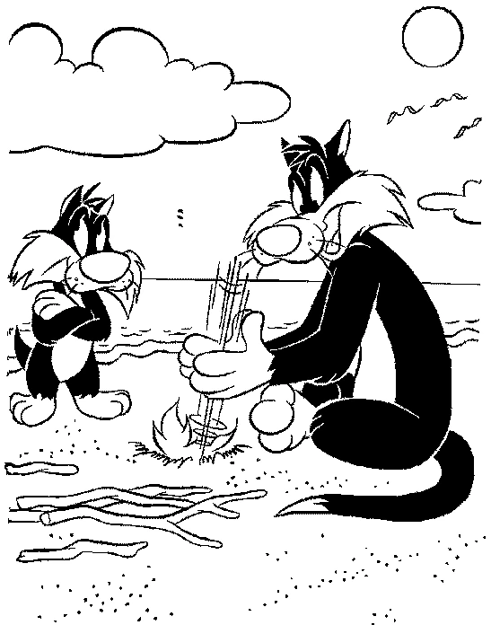 Coloriage à imprimer Titi et Grosminet #29362 de la série Personnages de dessins animés, gratuit pour enfants et adultes