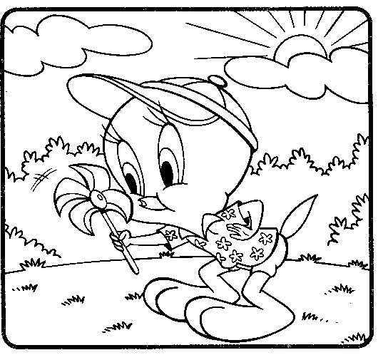 Dessin à colorier Titi et Grosminet #29366 issu de la collection Personnages de dessins animés, prêt à imprimer