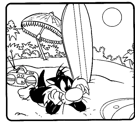 Coloriage imprimable Titi et Grosminet #29384 de la collection Personnages de dessins animés à colorier aux crayons