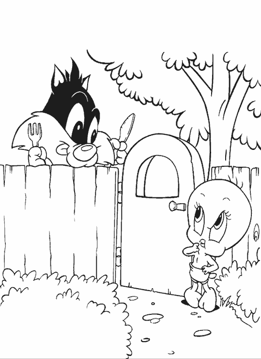 Coloriage Titi et Grosminet #29401 à imprimer gratuitement, extrait de la collection Personnages de dessins animés