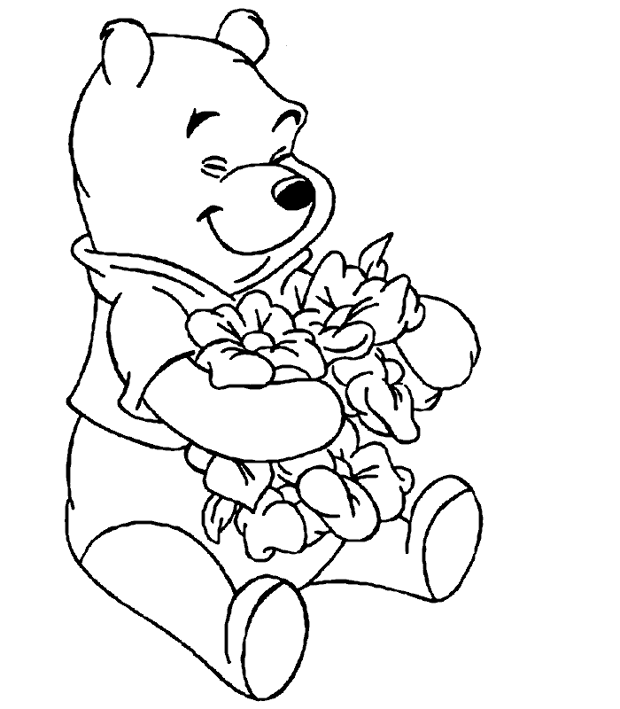 Joli coloriage Winnie l'Ourson #28634 de la collection Personnages de dessins animés, prêt à imprimer pour petits et grands