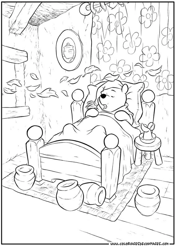 Coloriage imprimable Winnie l'Ourson #28852 de la collection Personnages de dessins animés à colorier aux crayons