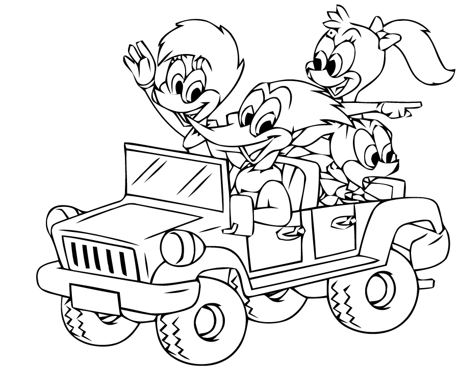 Dessin à colorier: Woody Woodpecker (Personnages de dessins animés) #28410 - Coloriages à Imprimer Gratuits