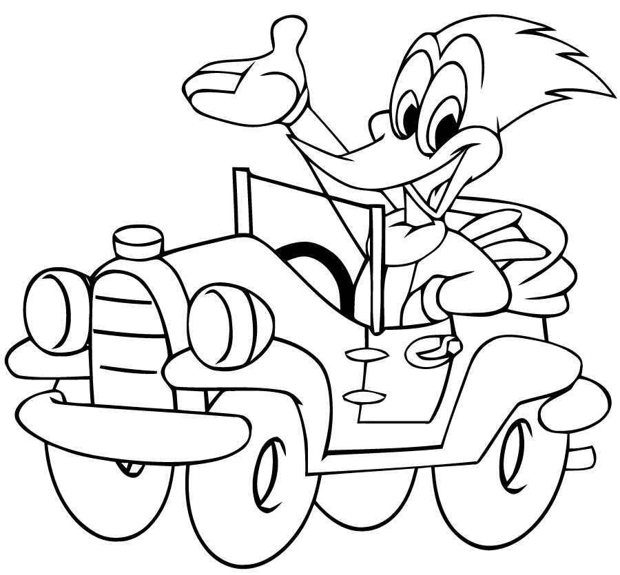 Dessin à colorier: Woody Woodpecker (Personnages de dessins animés) #28442 - Coloriages à Imprimer Gratuits