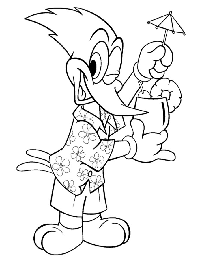 Dessin à colorier: Woody Woodpecker (Personnages de dessins animés) #28460 - Coloriages à Imprimer Gratuits