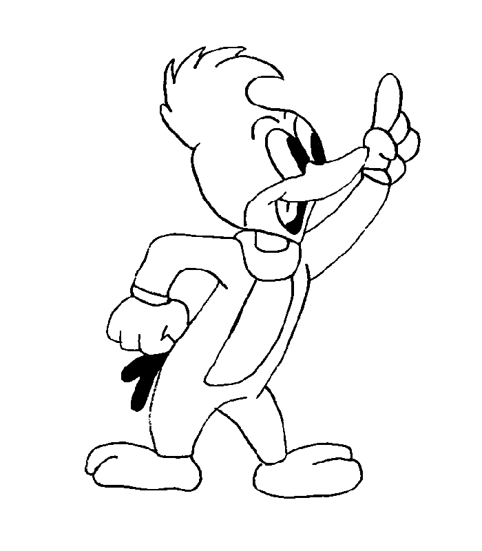 Joli coloriage Woody Woodpecker #28461 de la collection Personnages de dessins animés, prêt à imprimer pour petits et grands