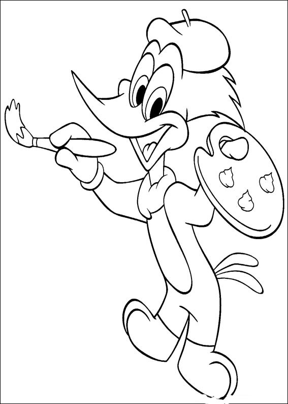 Dessin à colorier: Woody Woodpecker (Personnages de dessins animés) #28467 - Coloriages à Imprimer Gratuits