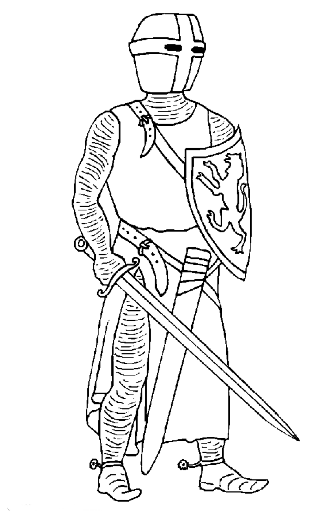 Dessin à colorier: Chevalier (Personnages de fantasy et d'aventure) #86892 - Coloriages à Imprimer Gratuits