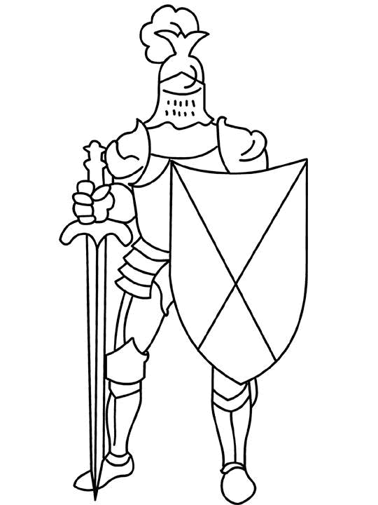 Dessin à colorier: Chevalier (Personnages de fantasy et d'aventure) #86896 - Coloriages à Imprimer Gratuits