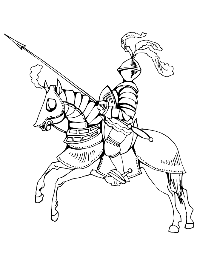 Dessin à colorier: Chevalier (Personnages de fantasy et d'aventure) #86898 - Coloriages à Imprimer Gratuits