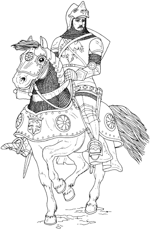 Dessin à colorier: Chevalier (Personnages de fantasy et d'aventure) #86903 - Coloriages à Imprimer Gratuits