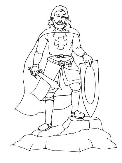 Dessin à colorier: Chevalier (Personnages de fantasy et d'aventure) #86905 - Coloriages à Imprimer Gratuits