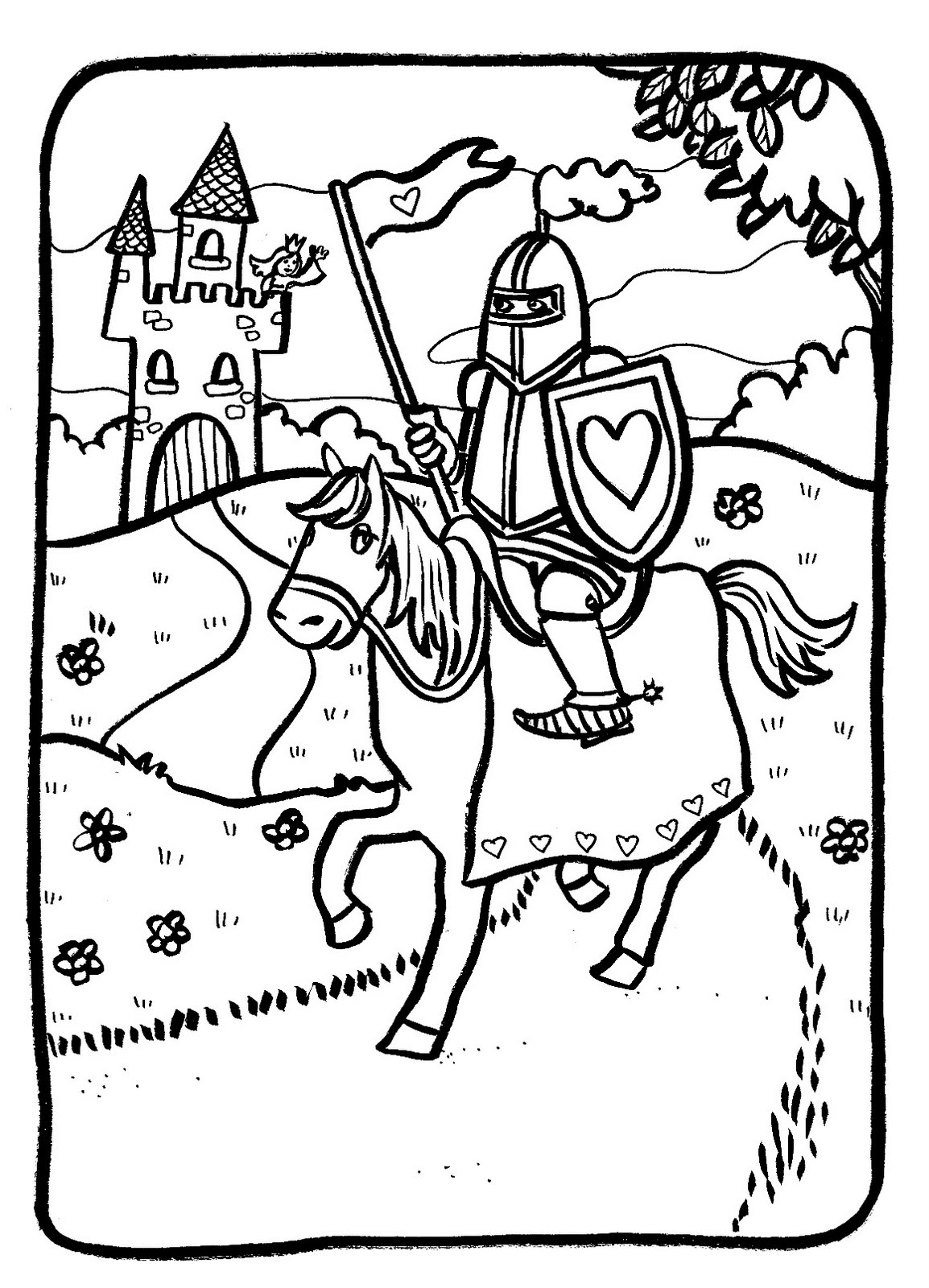 Dessin à colorier: Chevalier (Personnages de fantasy et d'aventure) #86907 - Coloriages à Imprimer Gratuits