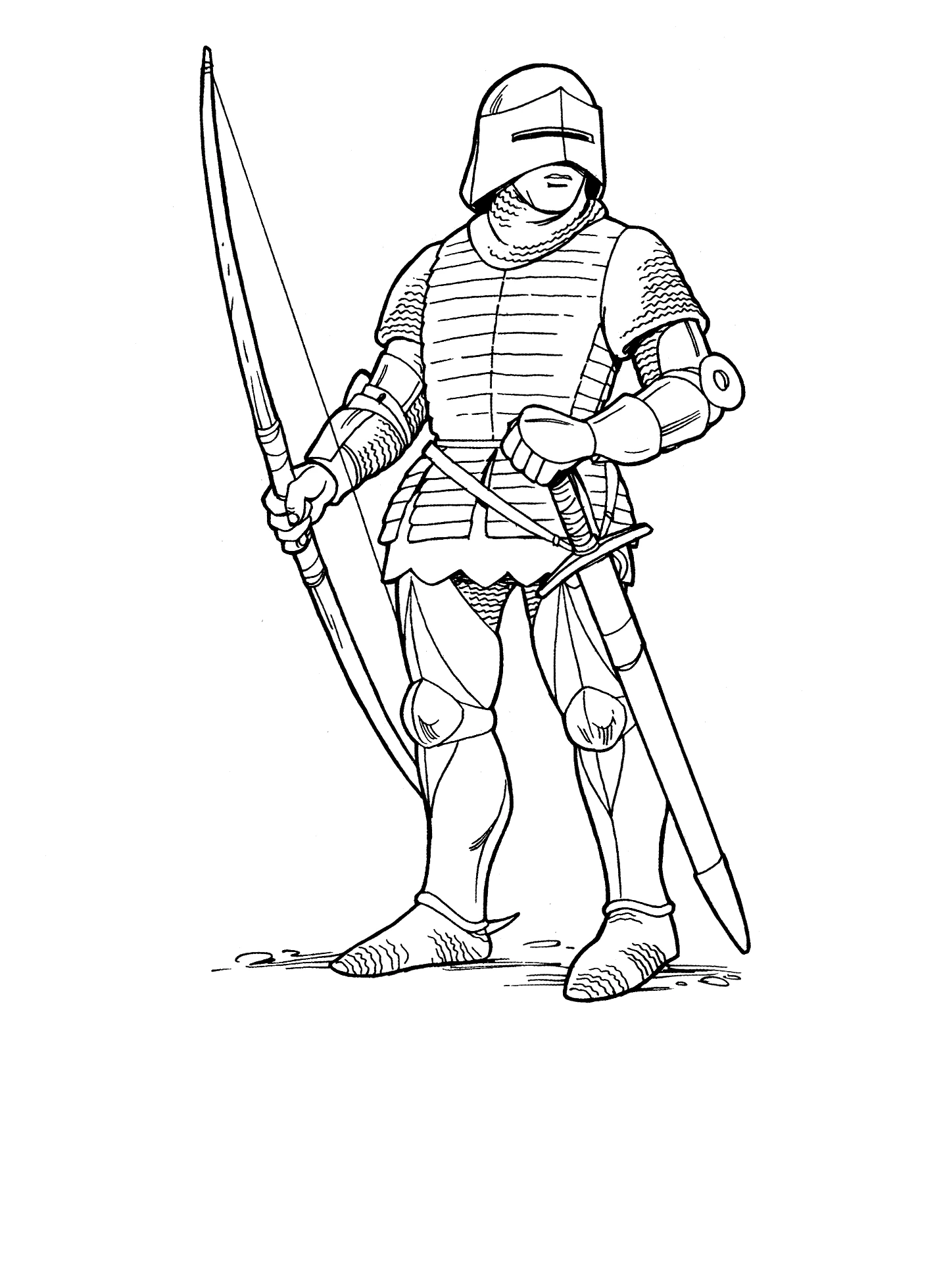 Dessin à colorier: Chevalier (Personnages de fantasy et d'aventure) #86930 - Coloriages à Imprimer Gratuits