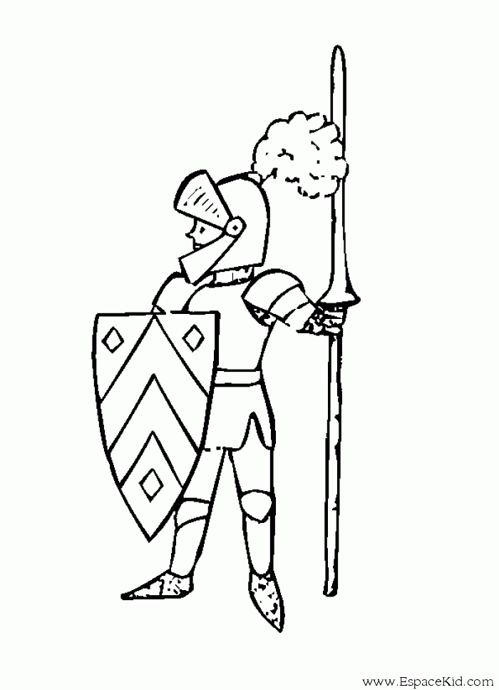 Dessin à colorier: Chevalier (Personnages de fantasy et d'aventure) #86932 - Coloriages à Imprimer Gratuits