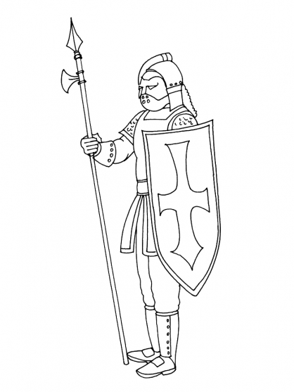 Dessin à colorier: Chevalier (Personnages de fantasy et d'aventure) #86940 - Coloriages à Imprimer Gratuits