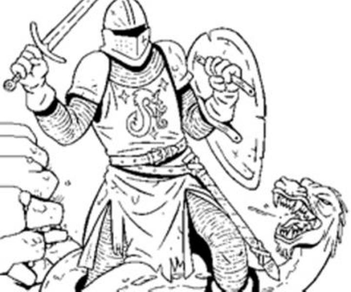 Dessin à colorier: Chevalier (Personnages de fantasy et d'aventure) #86952 - Coloriages à Imprimer Gratuits