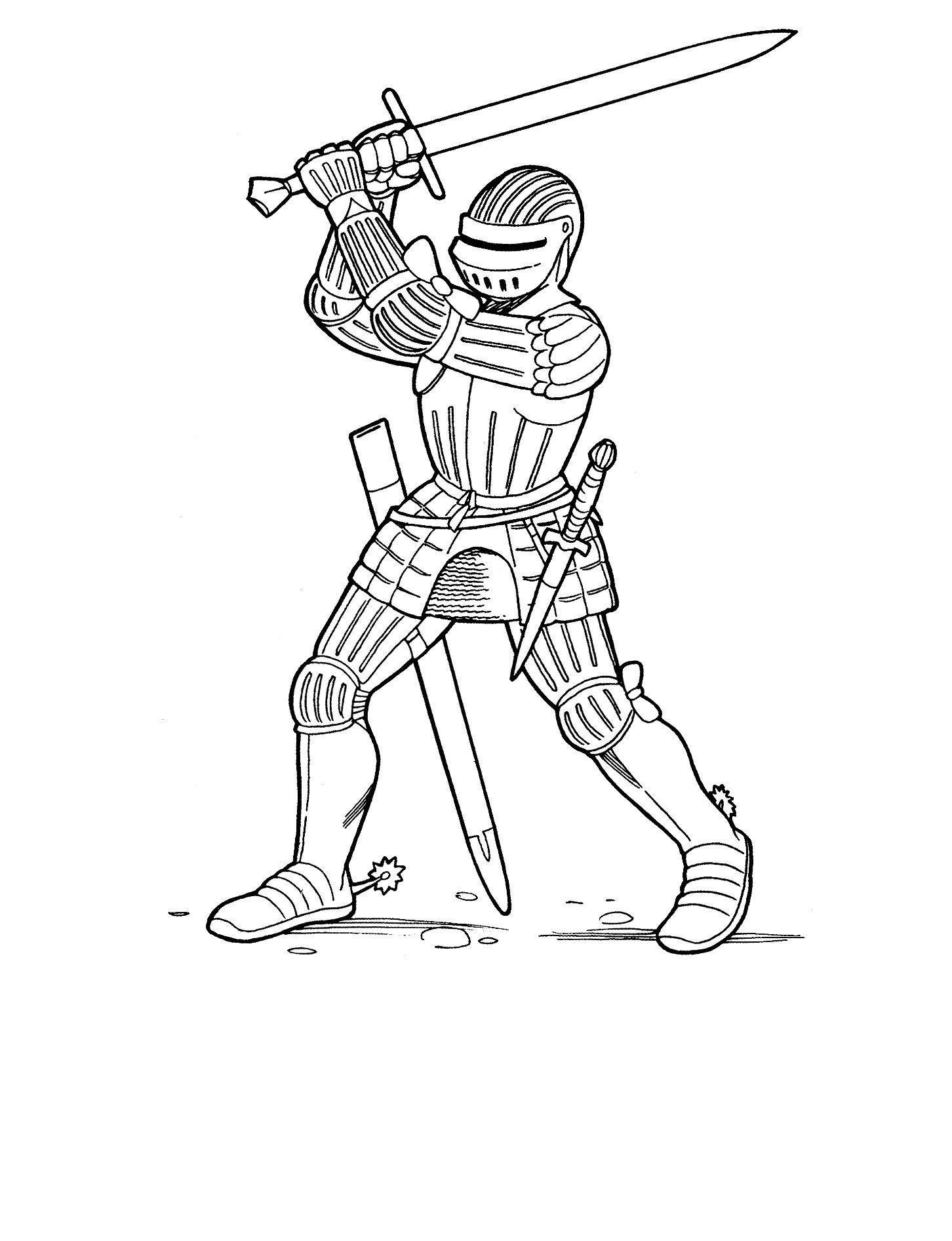 Dessin à colorier: Chevalier (Personnages de fantasy et d'aventure) #86960 - Coloriages à Imprimer Gratuits