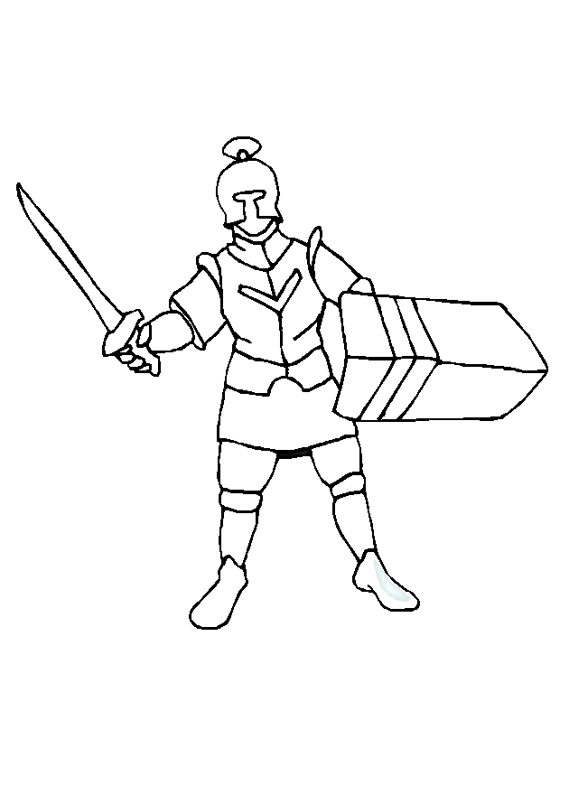 Dessin à colorier: Chevalier (Personnages de fantasy et d'aventure) #86975 - Coloriages à Imprimer Gratuits