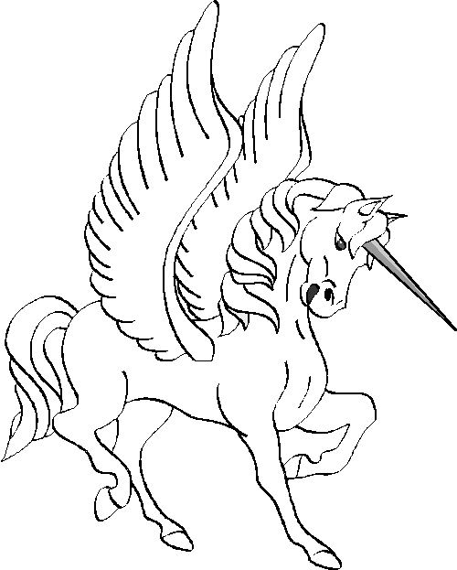 Dessin à colorier: Licorne (Personnages de fantasy et d'aventure) #19441 - Coloriages à Imprimer Gratuits