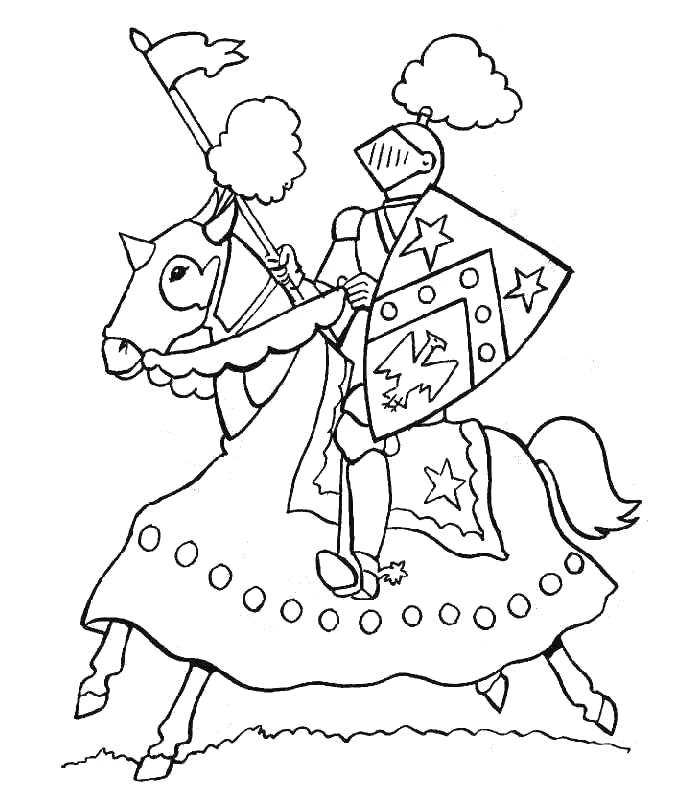 Dessin à colorier: Chevalier (Personnages fantastiques et d'aventure) #86893 - Coloriages à Imprimer Gratuits