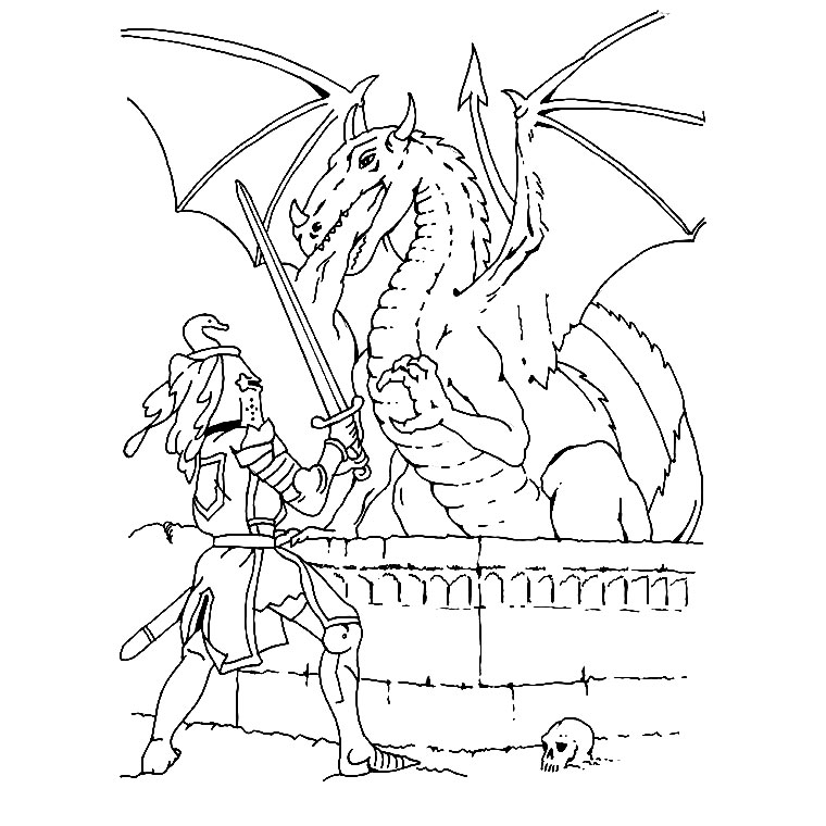 Dessin à colorier: Chevalier (Personnages fantastiques et d'aventure) #86897 - Coloriages à Imprimer Gratuits