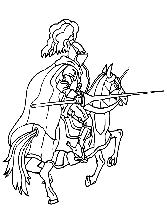 Dessin à colorier: Chevalier (Personnages fantastiques et d'aventure) #86899 - Coloriages à Imprimer Gratuits