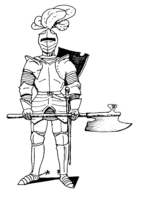 Dessin à colorier: Chevalier (Personnages fantastiques et d'aventure) #86911 - Coloriages à Imprimer Gratuits