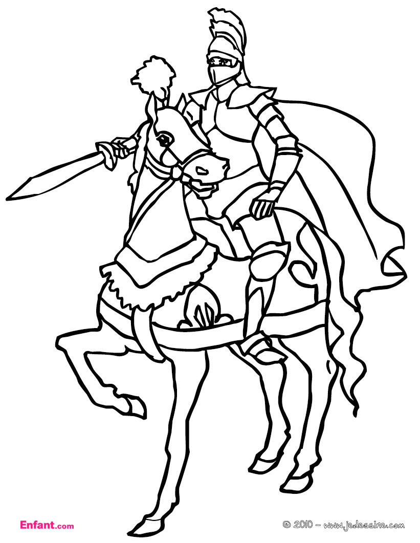 Dessin à colorier: Chevalier (Personnages fantastiques et d'aventure) #86912 - Coloriages à Imprimer Gratuits