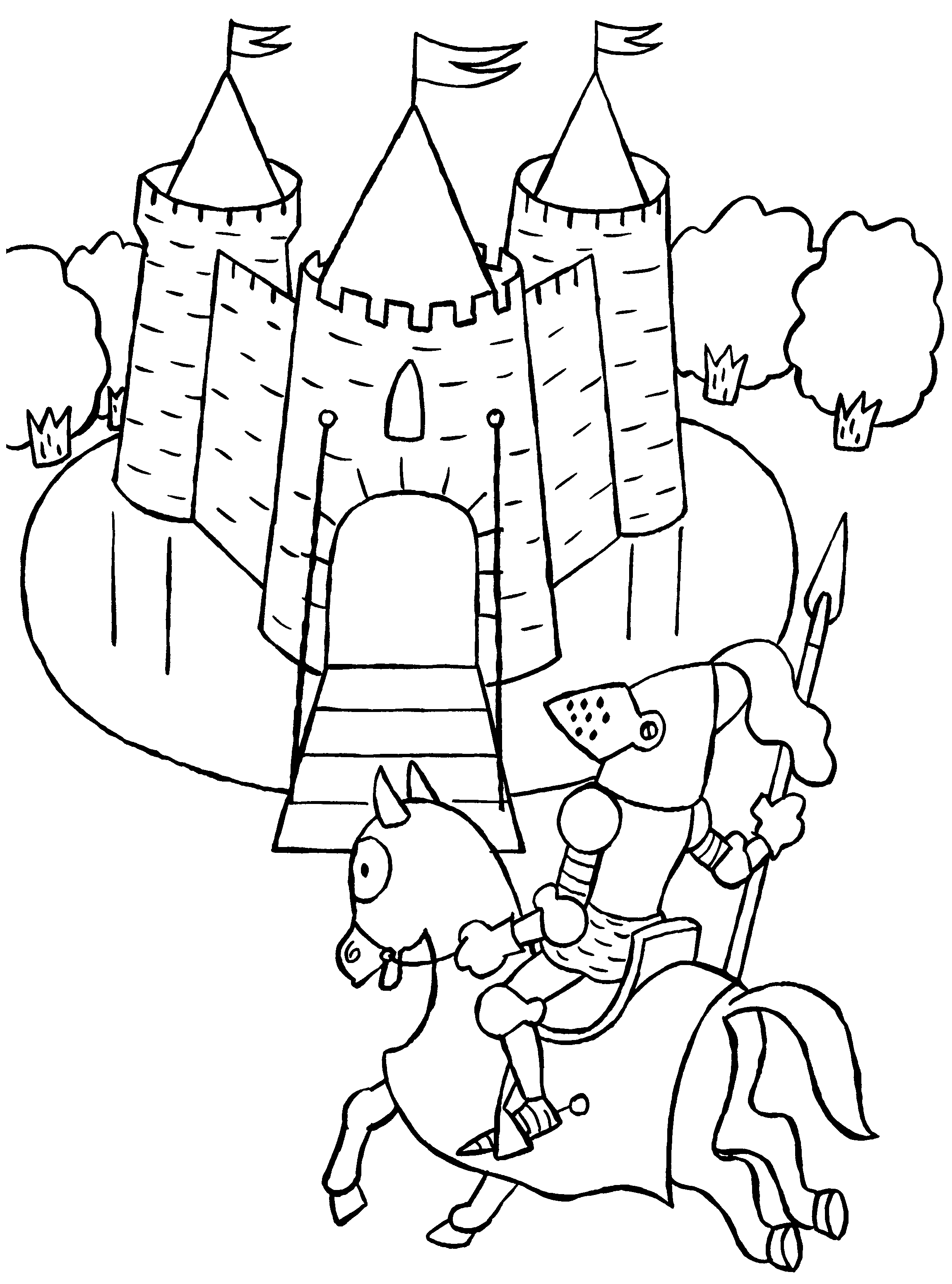 Dessin à colorier: Chevalier (Personnages fantastiques et d'aventure) #86913 - Coloriages à Imprimer Gratuits