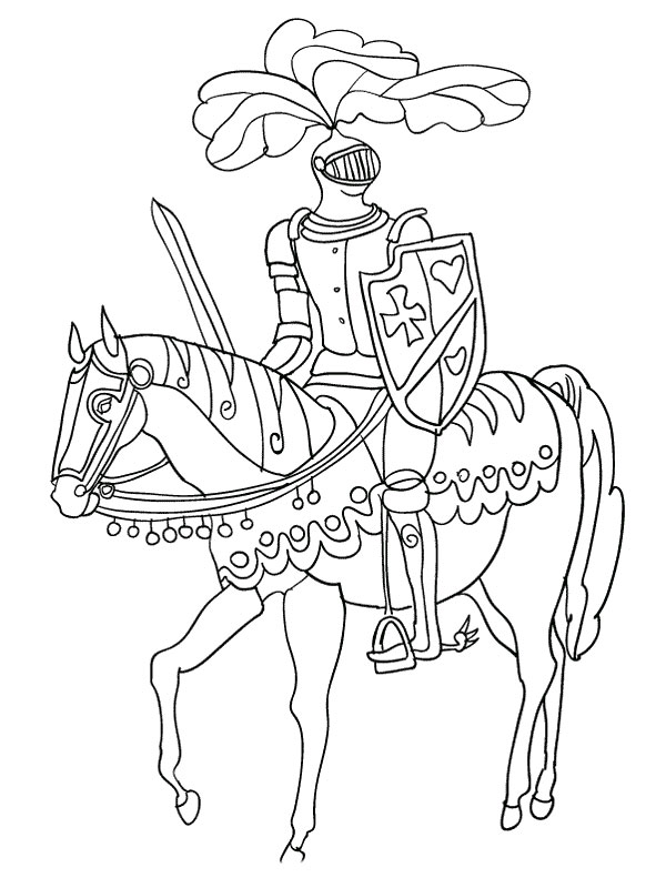 Dessin à colorier: Chevalier (Personnages fantastiques et d'aventure) #86915 - Coloriages à Imprimer Gratuits