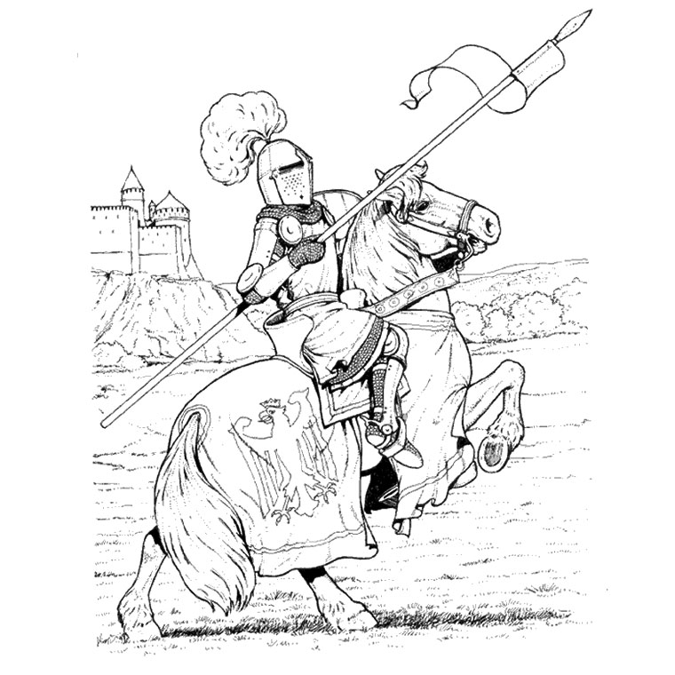 Dessin à colorier: Chevalier (Personnages fantastiques et d'aventure) #86916 - Coloriages à Imprimer Gratuits