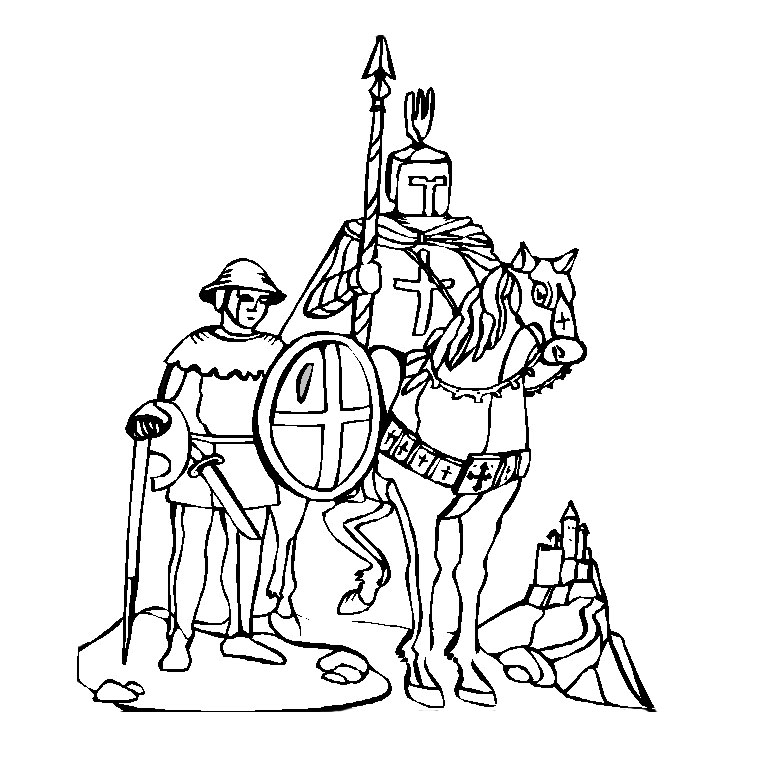 Dessin à colorier: Chevalier (Personnages fantastiques et d'aventure) #86920 - Coloriages à Imprimer Gratuits