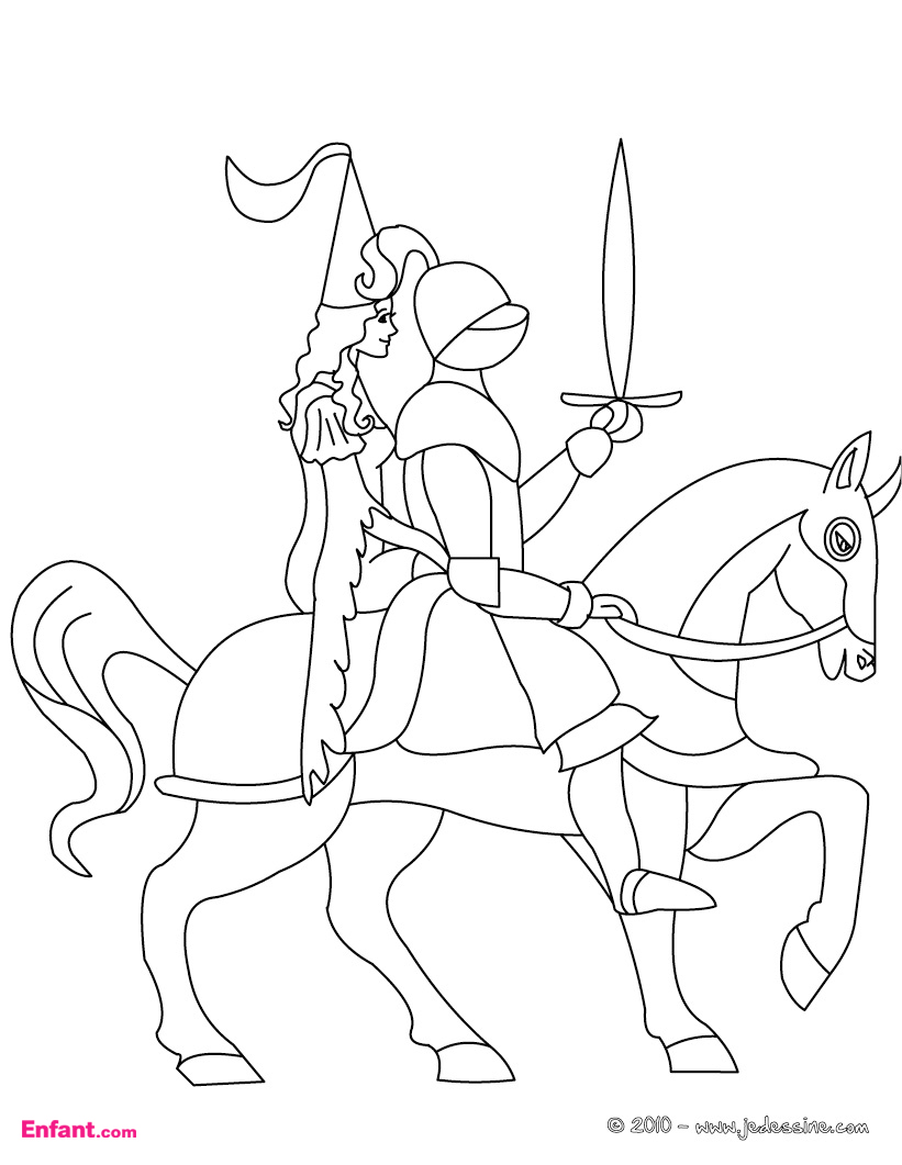 Dessin à colorier: Chevalier (Personnages fantastiques et d'aventure) #86942 - Coloriages à Imprimer Gratuits