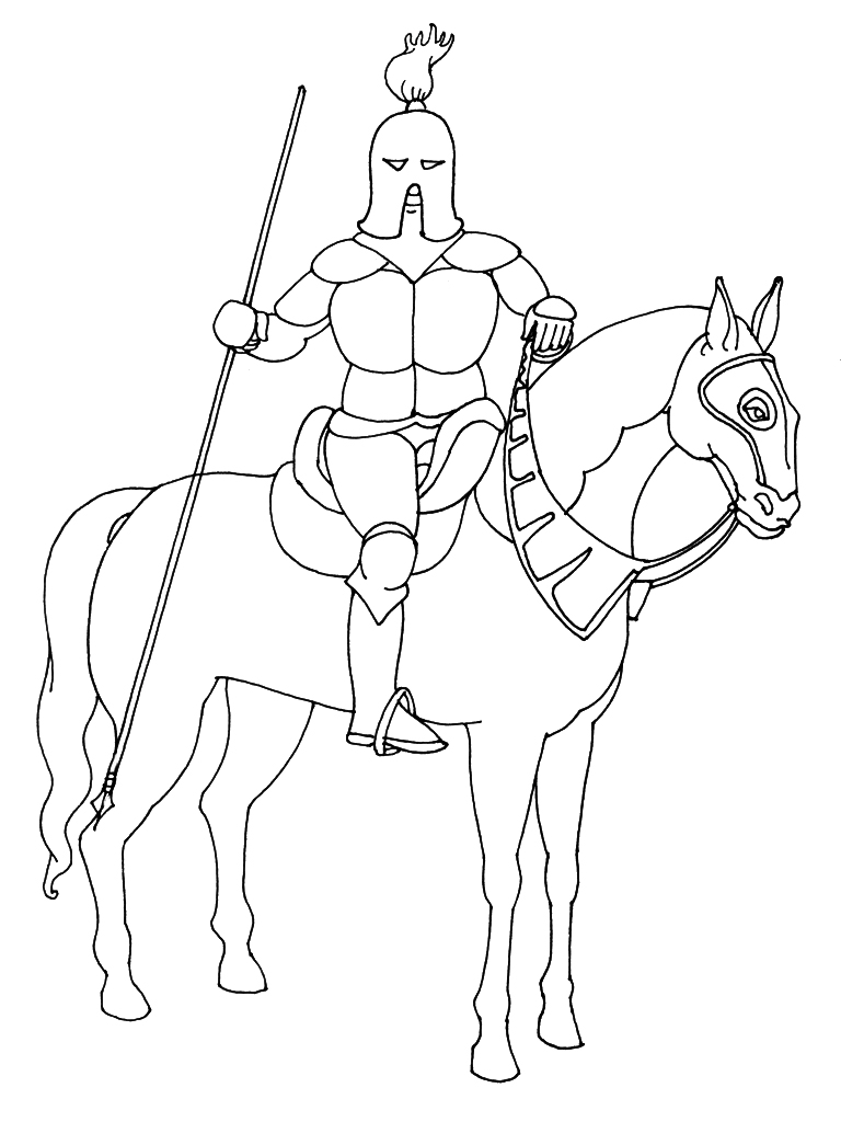 Dessin à colorier: Chevalier (Personnages fantastiques et d'aventure) #86950 - Coloriages à Imprimer Gratuits